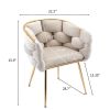 Luxury modern simple leisure velvet single sofa chair bedroom lazy person household dresser stool manicure table back chair beige