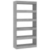 Book Cabinet/Room Divider Gray Sonoma 31.5"x11.8"x65.4" Engineered Wood