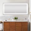 60x28 Inch LED Lighted Bathroom Mirror with 3 Colors Light; Wall Mounted Bathroom Vanity Mirror with Touch Button; Anti-Fog Dimmable Makeup Mirror (Ho