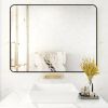 32 x 24 Inch Black Bathroom Mirror for Wall Vanity Mirror with Non-Rusting Aluminum Alloy Metal Frame Rounded Corner for Modern Farmhouse Home Decor