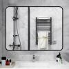 32 x 24 Inch Black Bathroom Mirror for Wall Vanity Mirror with Non-Rusting Aluminum Alloy Metal Frame Rounded Corner for Modern Farmhouse Home Decor