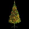 Artificial Christmas Tree with Baubles and LEDs Green 7 ft