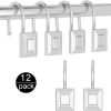 Silver Shower Curtain Hook, Zinc Alloy Set of 12