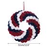 Independence Day Wreath Artificial Blue White Red Flower Hanging Garland for 4th of July Memorial Day Door Decoration