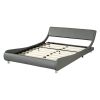 Faux Leather Upholstered Platform Bed Frame; Curve Design; Wood Slat Support; No Box Spring Needed; Easy Assemble; Queen Size; Gray