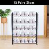 YSSOA 5-Tier Stackable Shoe Rack; 15-Pairs Sturdy Shoe Shelf Storage ; Black Shoe Tower for Bedroom; Entryway; Hallway; and Closet