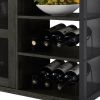 Industrial Wine Bar Cabinet; Liquor Storage Credenza; Sideboard with Wine Racks & Stemware Holder (Dark Grey; 55.12''w x 13.78''d x 30.31' ' h)