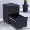 3 Drawer Mobile File Cabinet with Lock Steel File Cabinet for Legal/Letter/A4/F4 Size; Fully Assembled Include Wheels; Home/ Office Design