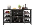 Industrial Wine Bar Cabinet; Liquor Storage Credenza; Sideboard with Wine Racks & Stemware Holder (Dark Grey; 55.12''w x 13.78''d x 30.31' ' h)