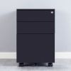 3 Drawer Mobile File Cabinet with Lock Steel File Cabinet for Legal/Letter/A4/F4 Size; Fully Assembled Include Wheels; Home/ Office Design