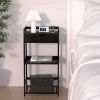 Bathroom Shelves, 3 Tier Ladder Shelf with Drawers, Bamboo Nightstand Open Shelving, Bookshelf Bookcase End Table Plant Stand for Living Room, Bedroom