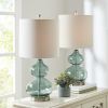 Ellipse Curved Glass Table Lamp; Set of 2