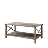 2-Tier Modern Farmhouse Coffee Table; Wood Rectangle Cocktail Table with Metal X- Frame (Gray; 40.94" w x 21.65" d x 17.91" h)