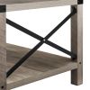 2-Tier Modern Farmhouse Coffee Table; Wood Rectangle Cocktail Table with Metal X- Frame (Gray; 40.94" w x 21.65" d x 17.91" h)