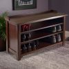 Wood Dayton Bench, Shoe Storage, Walnut Finish