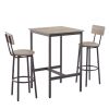 Bar Table Set with 2 Bar stools PU Soft seat with backrest (Grey; 23.62''w x 23.62''d x 35.43''h)