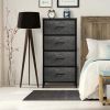 Dresser with 4 Faux Wood Drawers - Tall Storage Unit Organizer Tower for Clothes - Bedroom, Hallway, Living Room