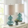 Ellipse Curved Glass Table Lamp; Set of 2