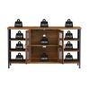 Industrial Wine Bar Cabinet; Liquor Storage Credenza; Sideboard with Wine Racks & Stemware Holder (Hazelnut Brown; 55.12''w x 13.78''d x 30.31' ' h)