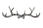 Rustic Silver Cast Iron Antler Wall Hooks 15&quot;