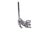 Rustic Silver Cast Iron Cat Extra Toilet Paper Stand 10""