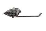 Rustic Silver Cast Iron Conch Shell Toilet Paper Holder 11""