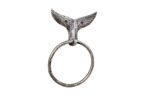 Rustic Silver Cast Iron Whale Tail Towel Holder 7.5&quot;