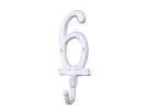 Whitewashed Cast Iron Number 6 Wall Hook 6""