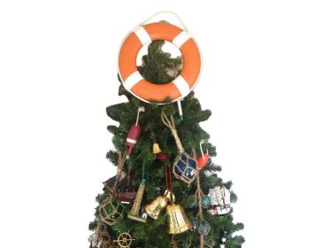 Orange Lifering with White Bands Christmas Tree Topper Decoration