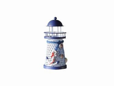 LED Lighted Decorative Metal Lighthouse with Anchor Christmas Ornament 6""