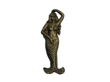 Rustic Gold Cast Iron Mermaid Door Knocker 7""