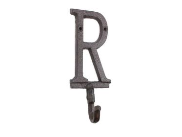 Cast Iron Letter R Alphabet Wall Hook 6""