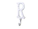 Whitewashed Cast Iron Letter R Alphabet Wall Hook 6""