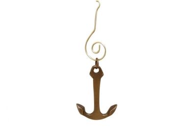 Antique Copper Anchor Christmas Ornament 4""