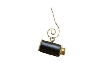 Solid Brass with Leather Spyglass Christmas Ornament 5""