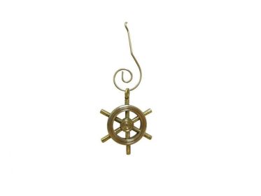 Solid Brass Decorative Ship Wheel Christmas Ornament 4""