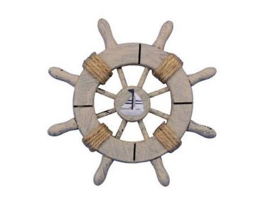 Rustic Decorative Ship Wheel With Sailboat 6&quot;