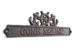 Cast Iron Gone Sailing Sign with Ship Wheel and Anchors 9""