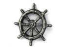 Antique Silver Cast Iron Ship Wheel Bottle Opener 3.75""