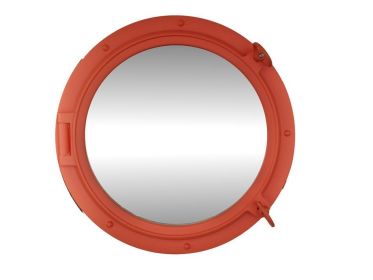 Orange Decorative Ship Porthole Mirror 24""