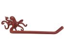 Rustic Red Cast Iron Octopus Toilet Paper Holder 11&quot;