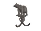 Cast Iron Black Bear Decorative Metal Wall Hooks 5.5""