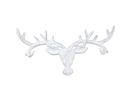 Whitewashed Cast Iron Deer Head Antlers Decorative Metal Wall Hooks 13""