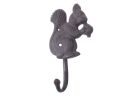 Cast Iron Squirrel with Acorn Decorative Metal Wall Hook 7""