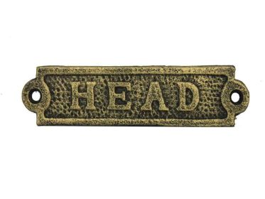 Antique Gold Cast Iron Head Sign 6""