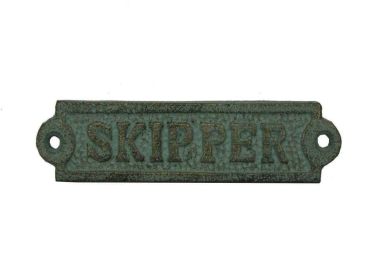 Antique Seaworn Bronze Cast Iron Skipper Sign 6""