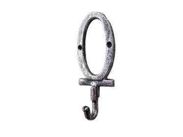 Rustic Silver Cast Iron Letter O Alphabet Wall Hook 6""