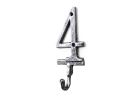 Rustic Silver Cast Iron Number 4 Wall Hook 6""