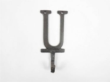 Cast Iron Letter U Alphabet Wall Hook 6""