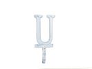 Whitewashed Cast Iron Letter U Alphabet Wall Hook 6""